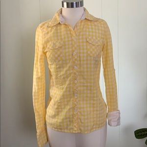 Yellow plaid button down EXCELLENT CONDITION